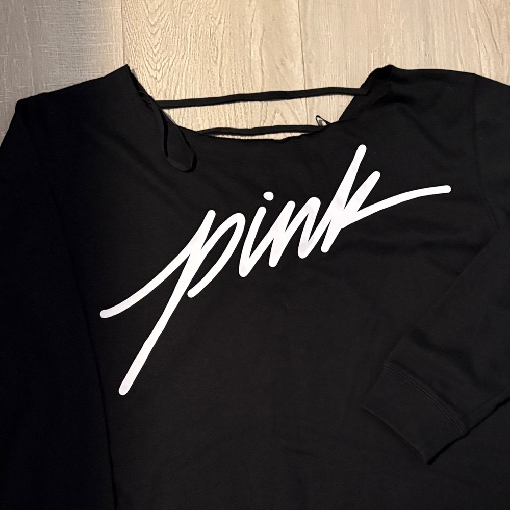 PINK Victoria's Secret Black Sweatshirt with White Logo